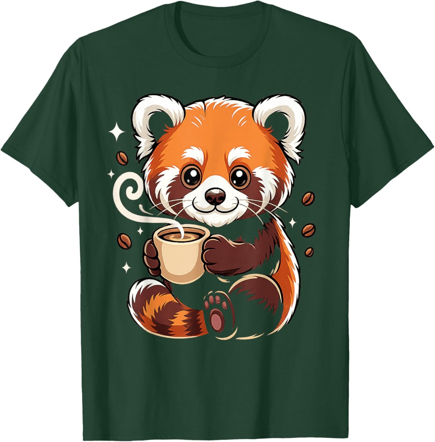 Cute red Panda Coffee Design for Animal Lovers and red Panda T-Shirt - T-Shirt | Forest