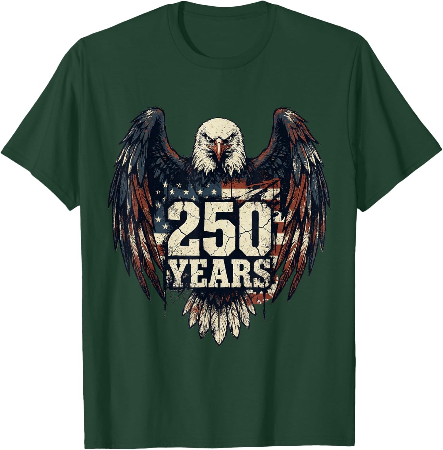 250 Years Patriotic American Flag 1776-2026 T-Shirt - T-Shirt | Forest