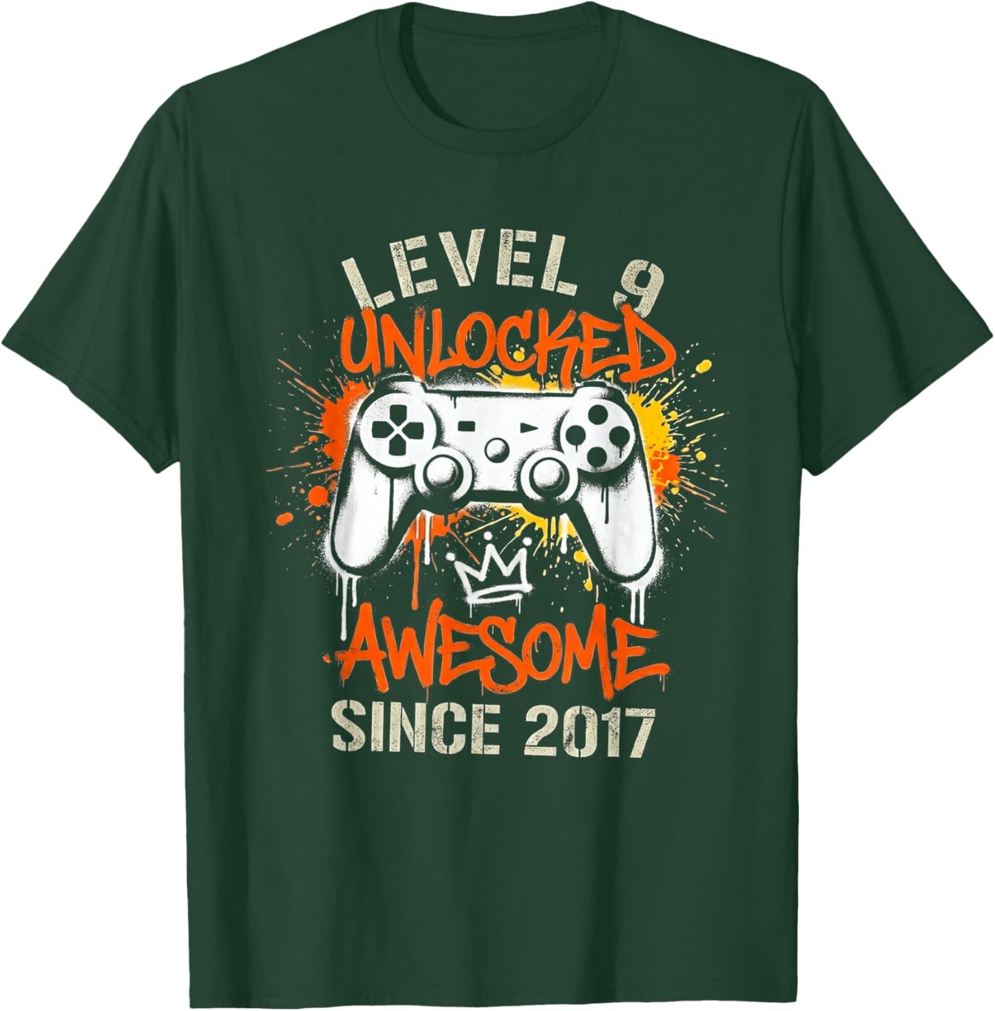 9 Year Old Boy Level 9 Unlocked Awesome 2017 Birthday T-Shirt - T-Shirt | Forest
