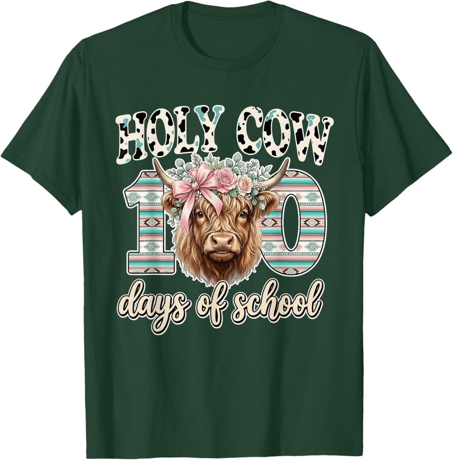 Holy Cow 100 Days of School 100th Day Smarter Teacher Kids T-Shirt - T-Shirt | Forest