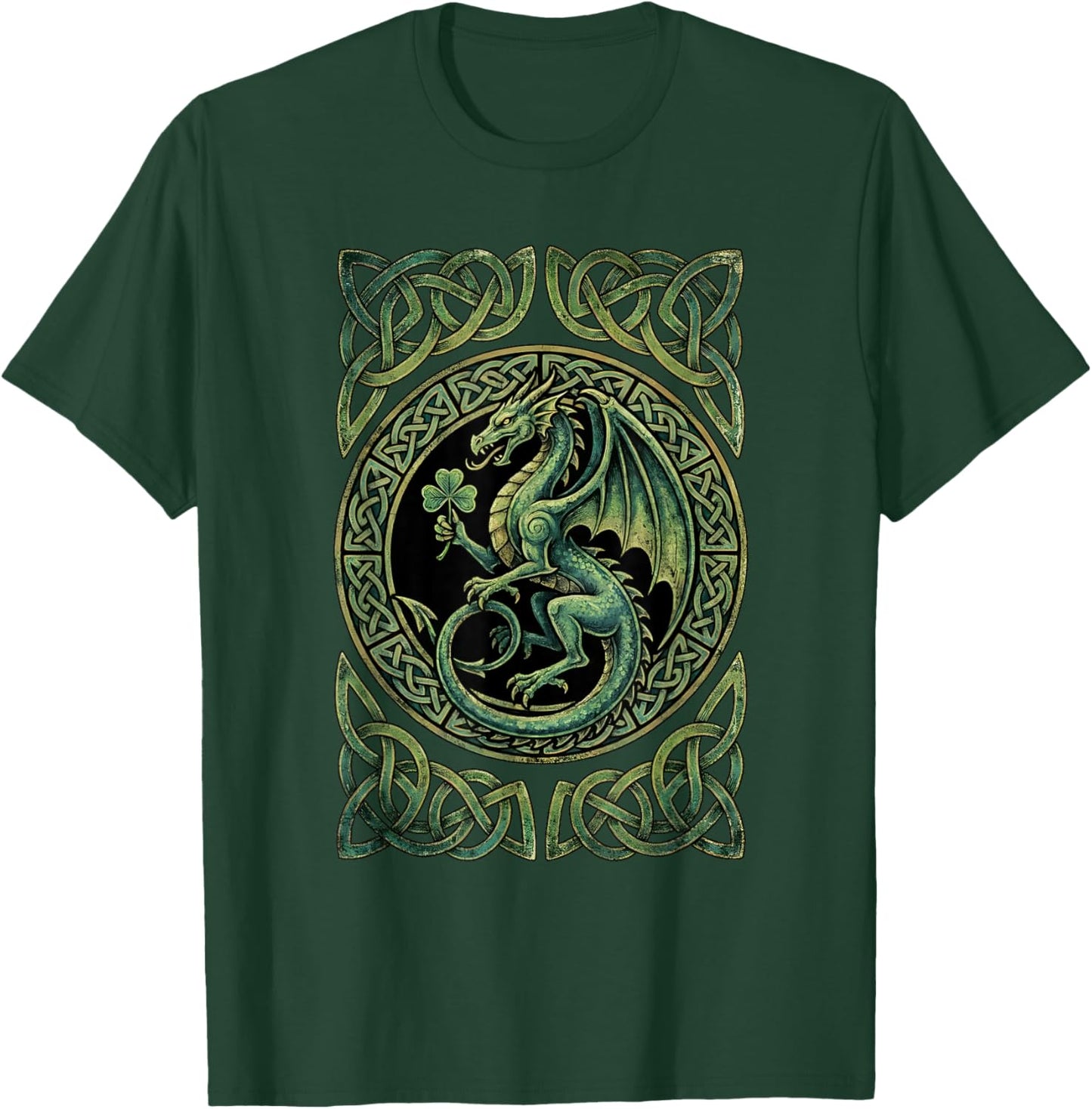 Dragon Irish Shamrock St Patricks Day Vintage T-Shirt - T-Shirt | Forest