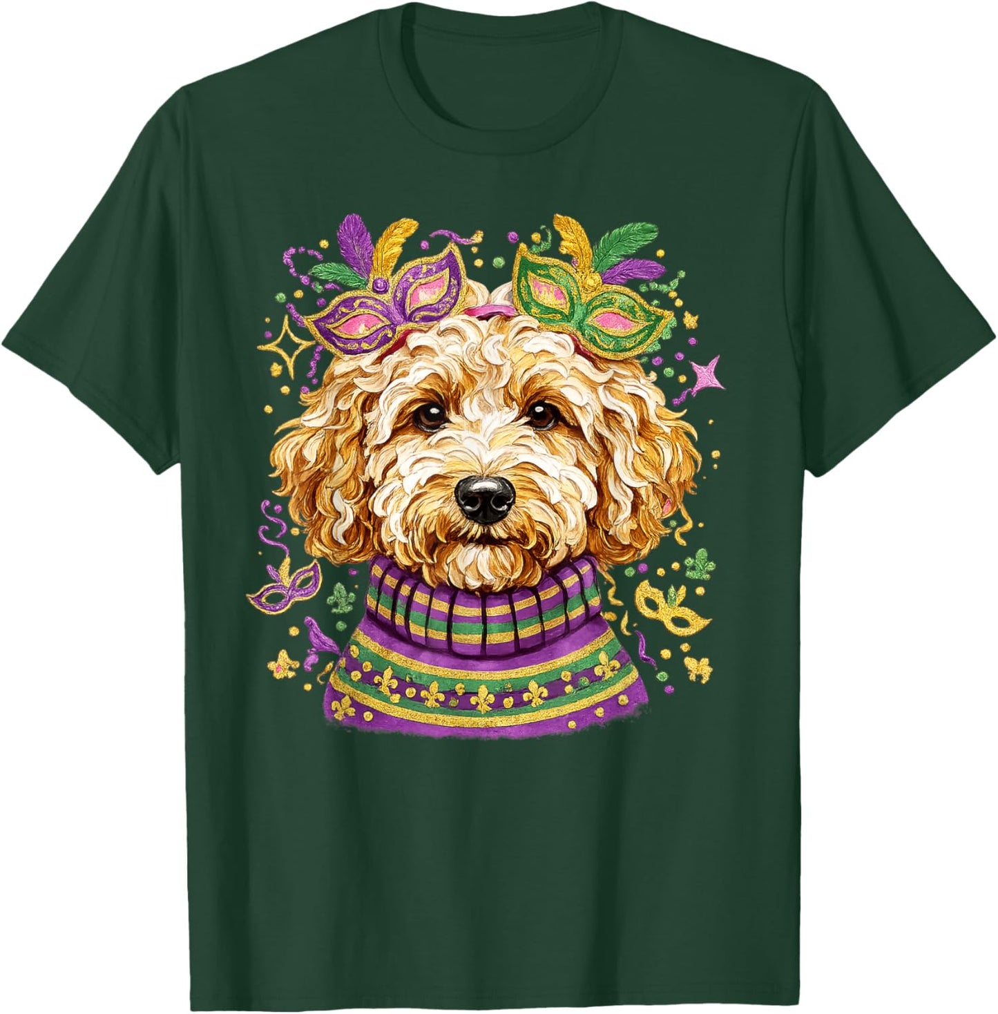 Mardi Gras Dog Shirt Cute Doodle Poodle Carnival Purple T-Shirt - T-Shirt | Forest
