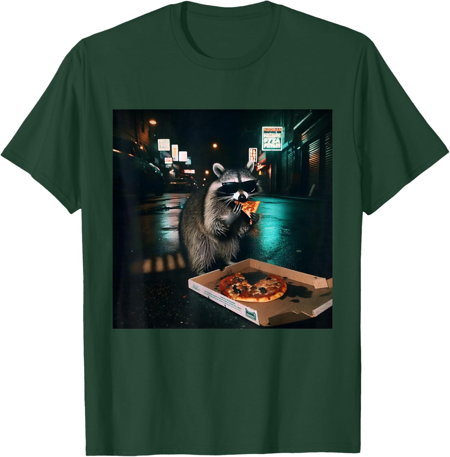 Pizza Raccoon Funny Night Food Quote T-Shirt - T-Shirt | Forest