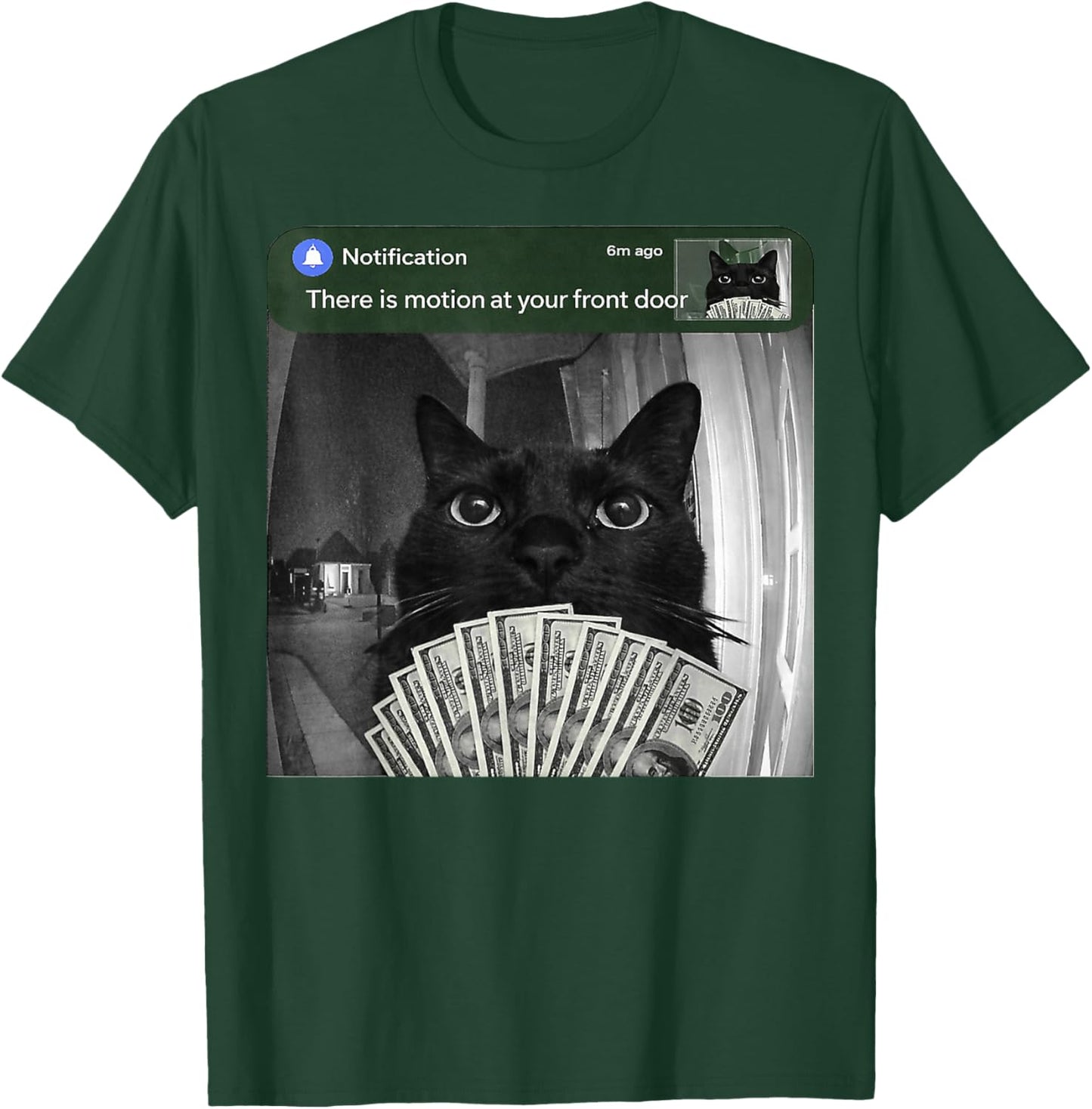 There is Motion at Your Front Door Funny Black Cat Motion T-Shirt - T-Shirt | Forest