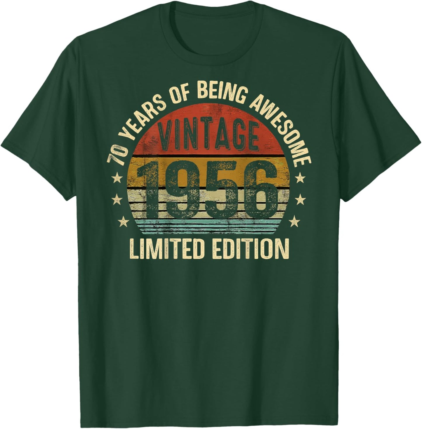 (ON Back) Vintage Awesome Since 1956 Retro 70th Birthday T-Shirt - T-Shirt | Forest