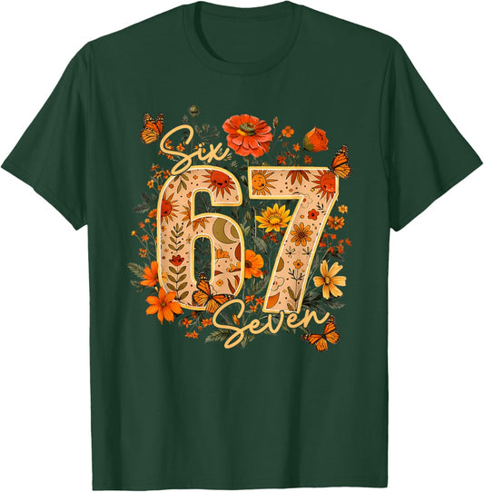 67 Six Seven Flower Birthday Number Funny Girl Women Kid T-Shirt - T-Shirt | Forest