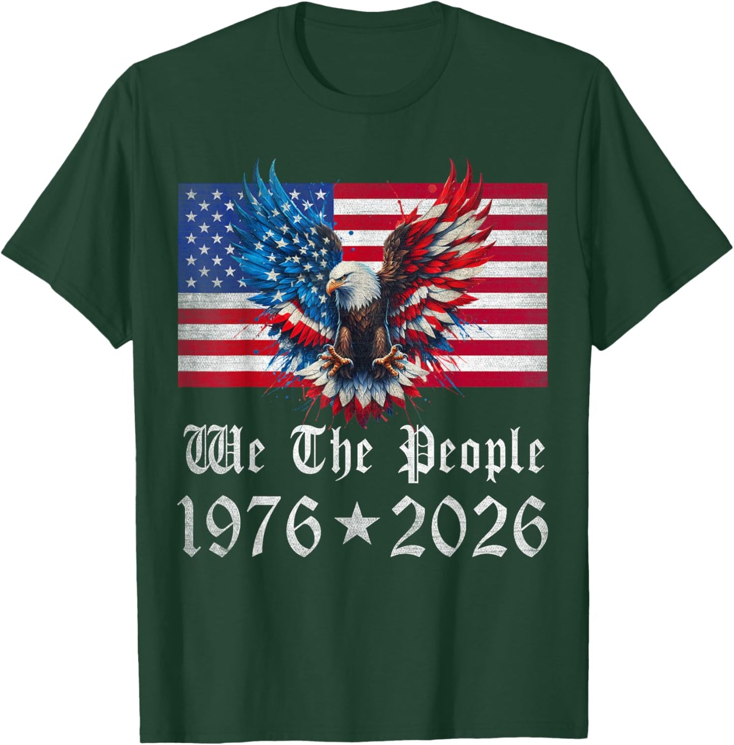 Patriotic Vintage American Flag We The People 1976 USA T-Shirt - T-Shirt | Forest