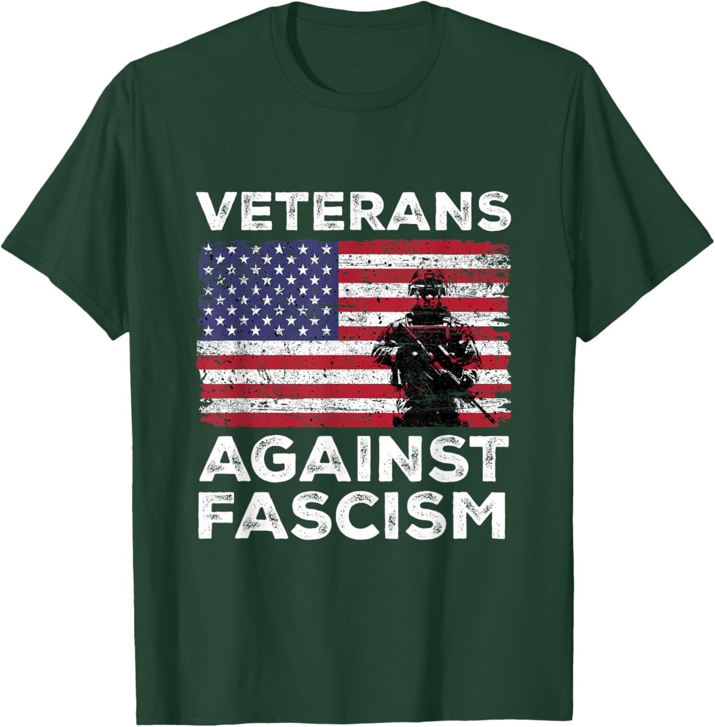 Veterans Against Fascism Vintage US Army Patriotic Soldier T-Shirt - T-Shirt | Forest