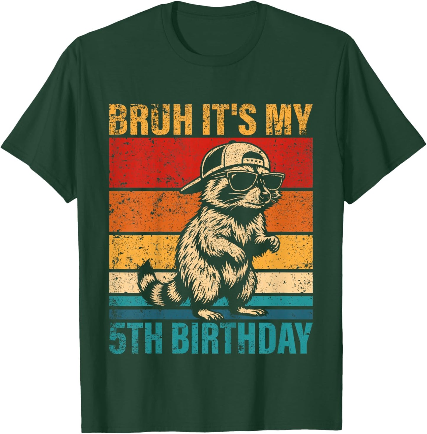 5 Year Old Birthday Raccoon Bruh It's My 5th Birthday T-Shirt - T-Shirt | Forest