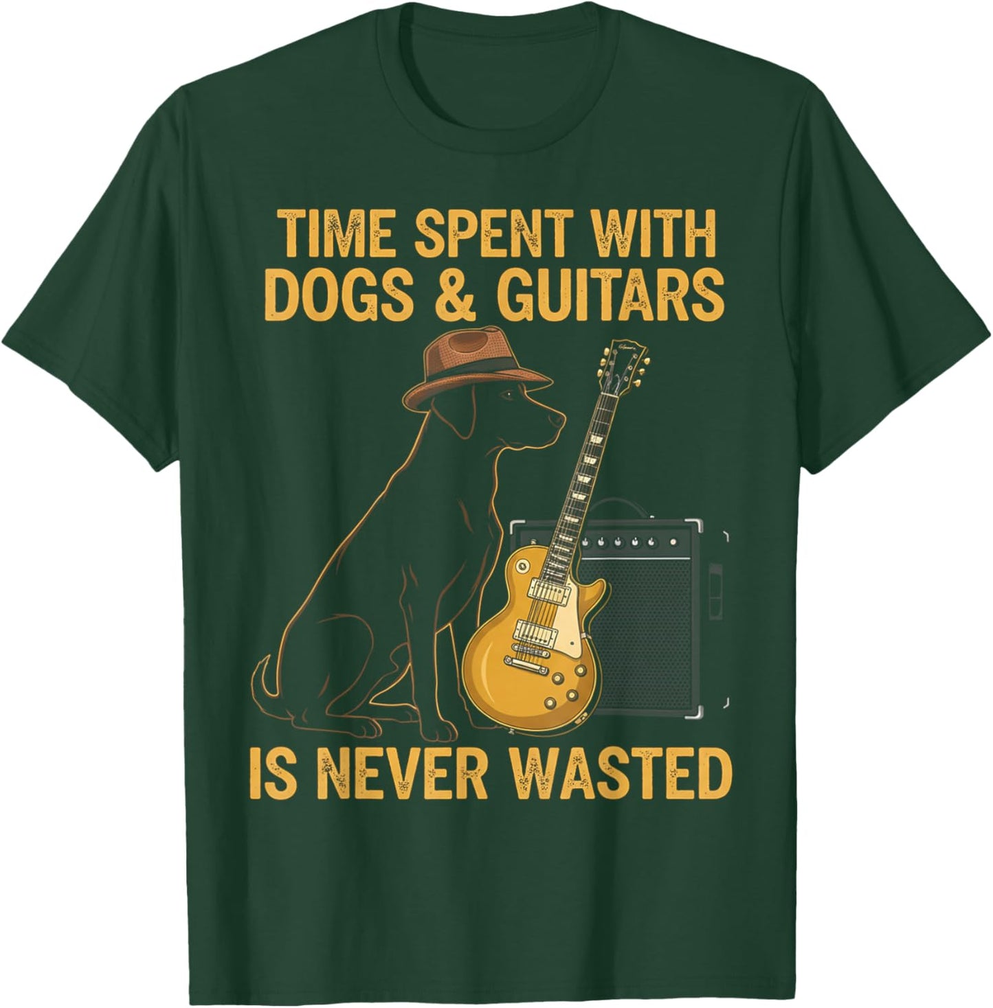 Time Spent with Dogs and Guitars is Never Wasted T-Shirt - T-Shirt | Forest