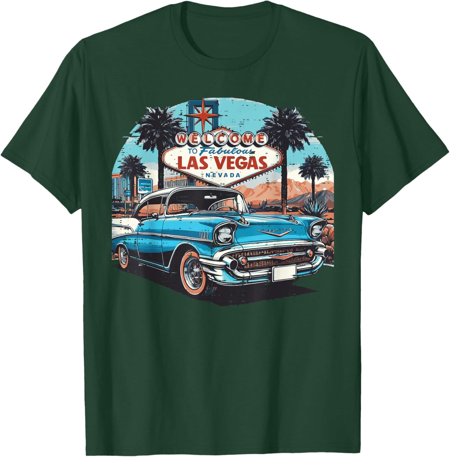 Classic Car Welcome Las Vegas Vacation Summer Men Women Kids T-Shirt - T-Shirt | Forest
