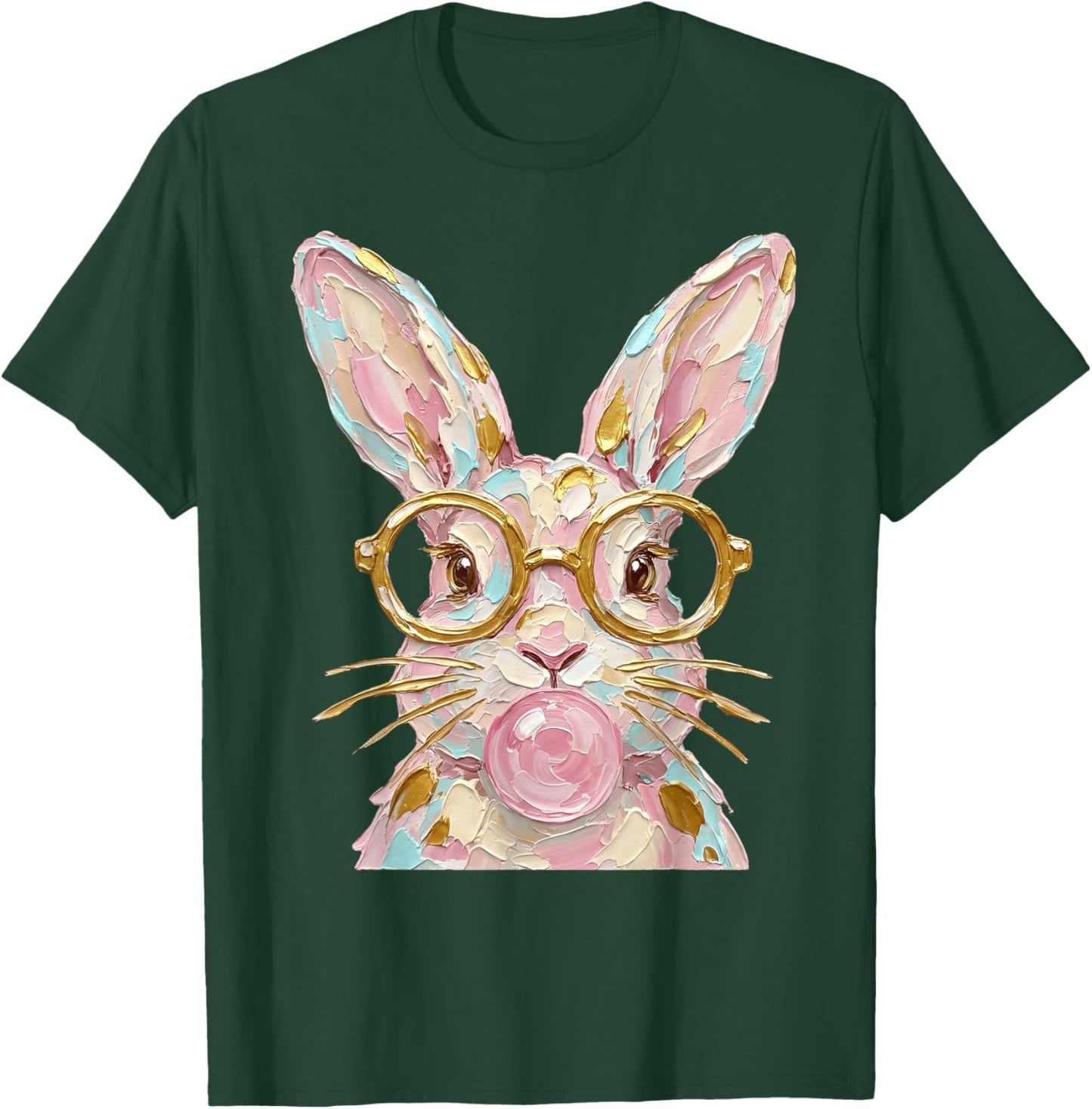 Cute Easter Bunny Rabbit Bubblegum Brushstroke Boy Girl Kid T-Shirt - T-Shirt | Forest