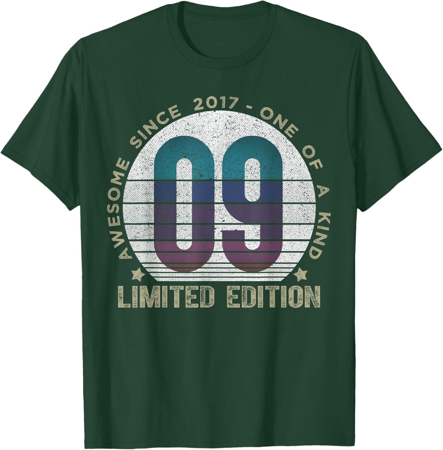 9 Year Old Gifts Vintage 2017 Limited Edition 9th Birthday T-Shirt - T-Shirt | Forest