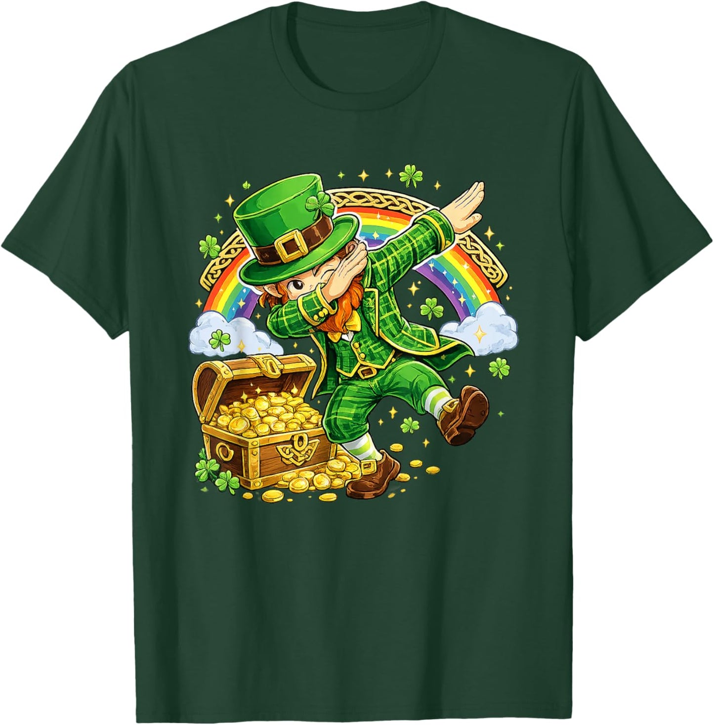 Funny Leprechaun Dabbing Lucky St Patricks Kids Boys T-Shirt - T-Shirt | Forest