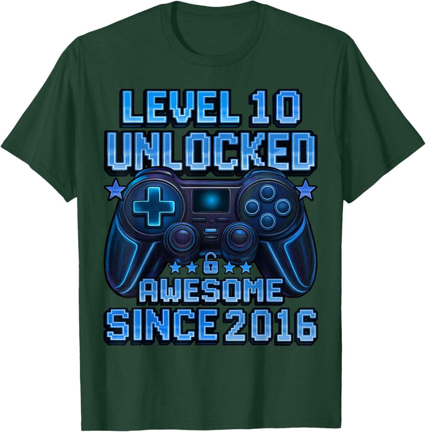 Level 10 Unlocked 10 Year Old Gifts Boys 10th Birthday Boy T-Shirt - T-Shirt | Forest