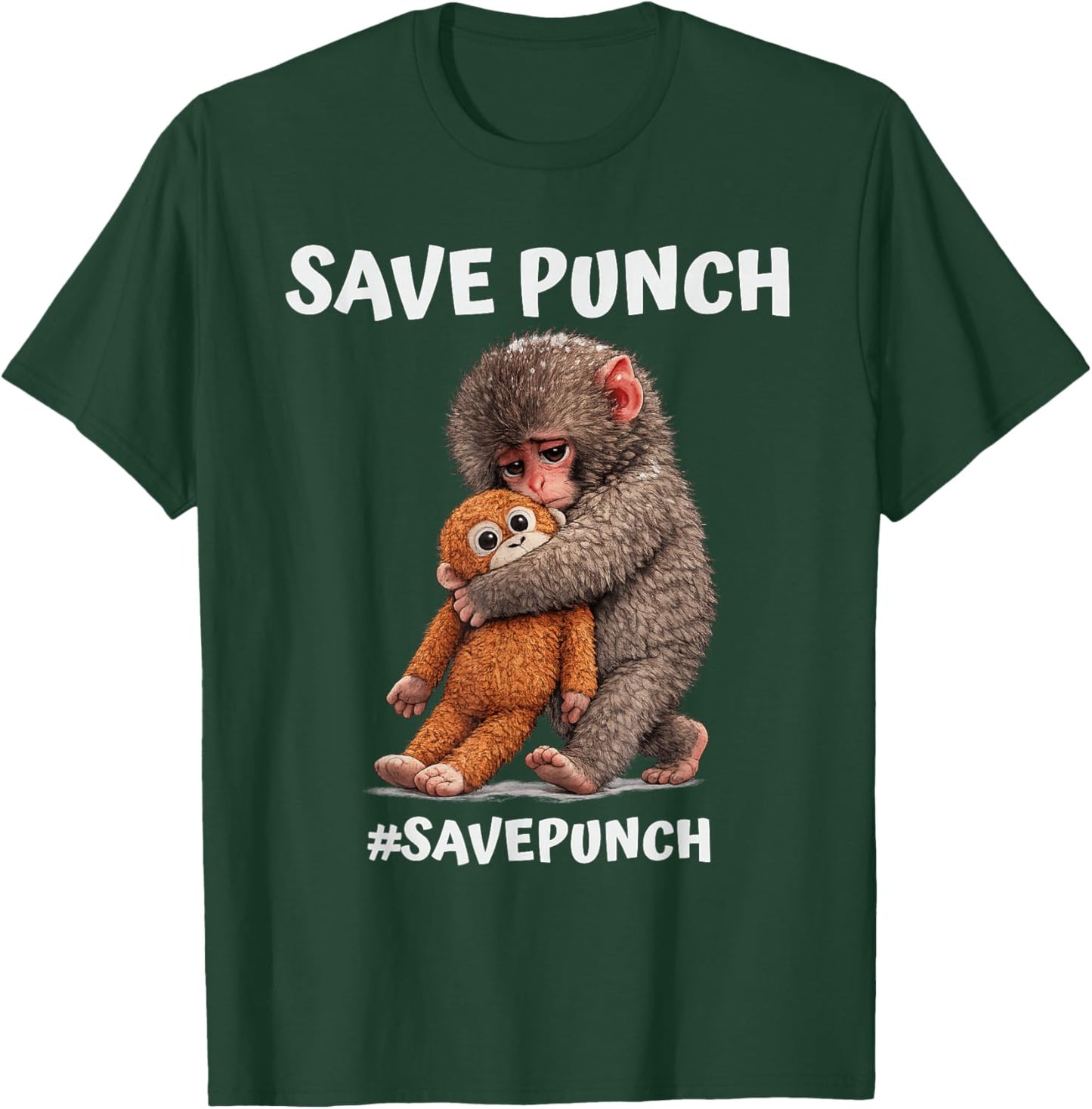 Save Punch Trendy Japanese Macaque Monkey T-Shirt - T-Shirt | Forest