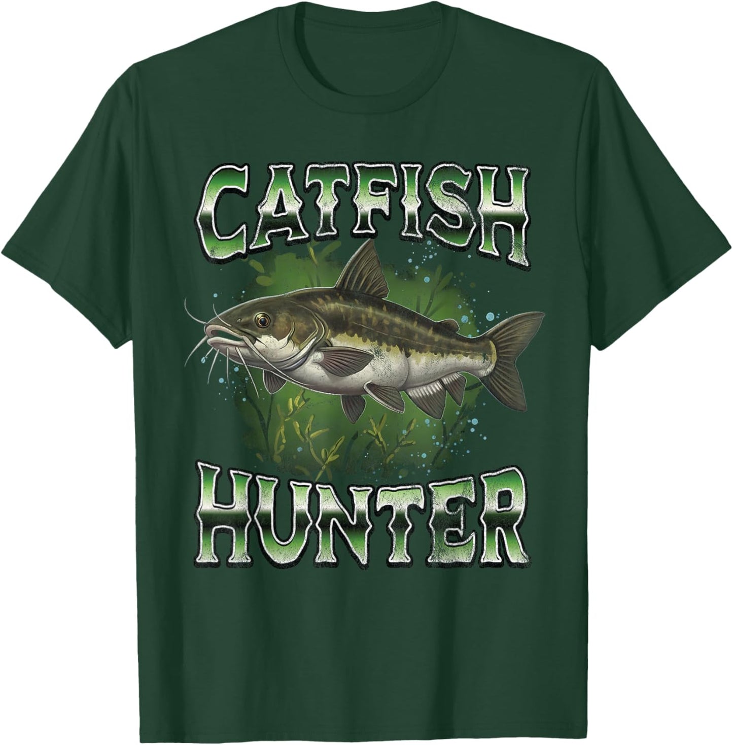 Catfish Hunter Fishing Retro Style Vintage Fisherman T-Shirt - T-Shirt | Forest