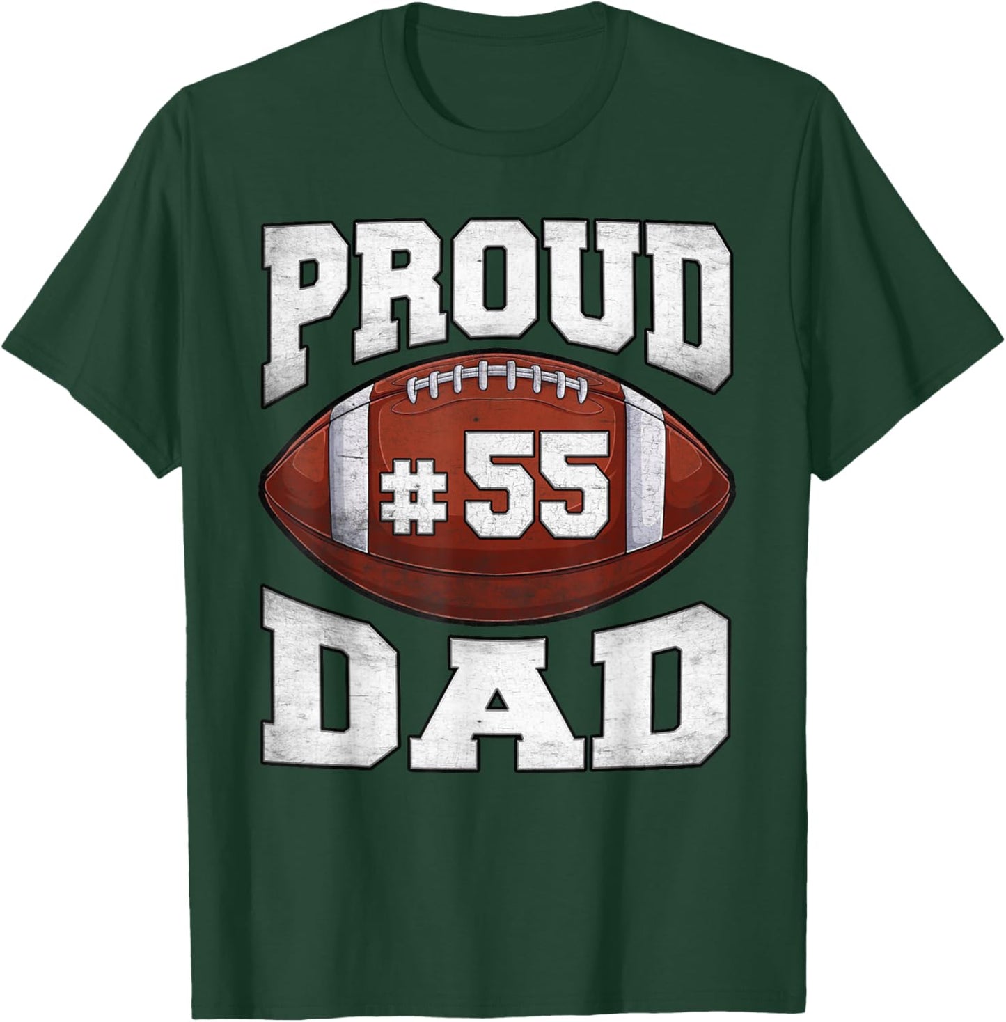 Custom Proud Football Dad Number 55 Personalized Game Day T-Shirt - T-Shirt | Forest