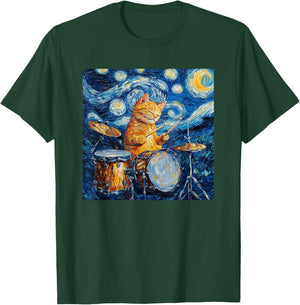 Funny Drums Cat Drummer Shirt Men Kids T-Shirt - T-Shirt | Forest