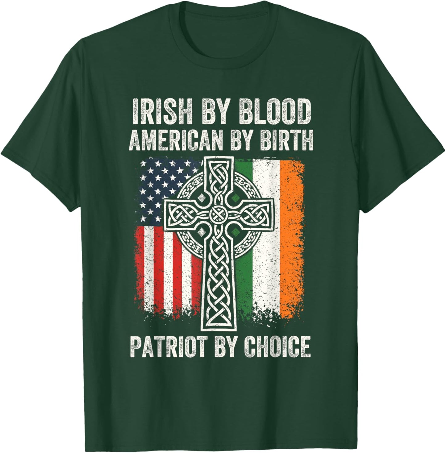 Irish Blood American Ireland Flag St Patricks Day Men Women T-Shirt - T-Shirt | Forest