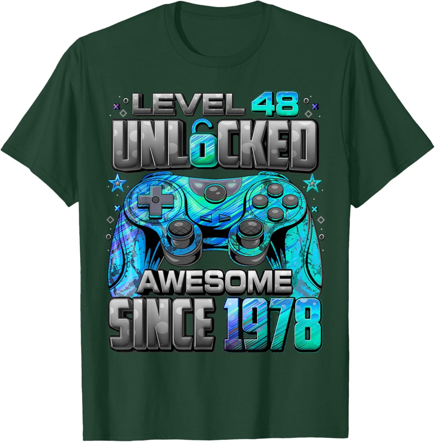 Level 48 Unlocked Awesome Since 1978 48th Birthday Gaming T-Shirt - T-Shirt | Forest