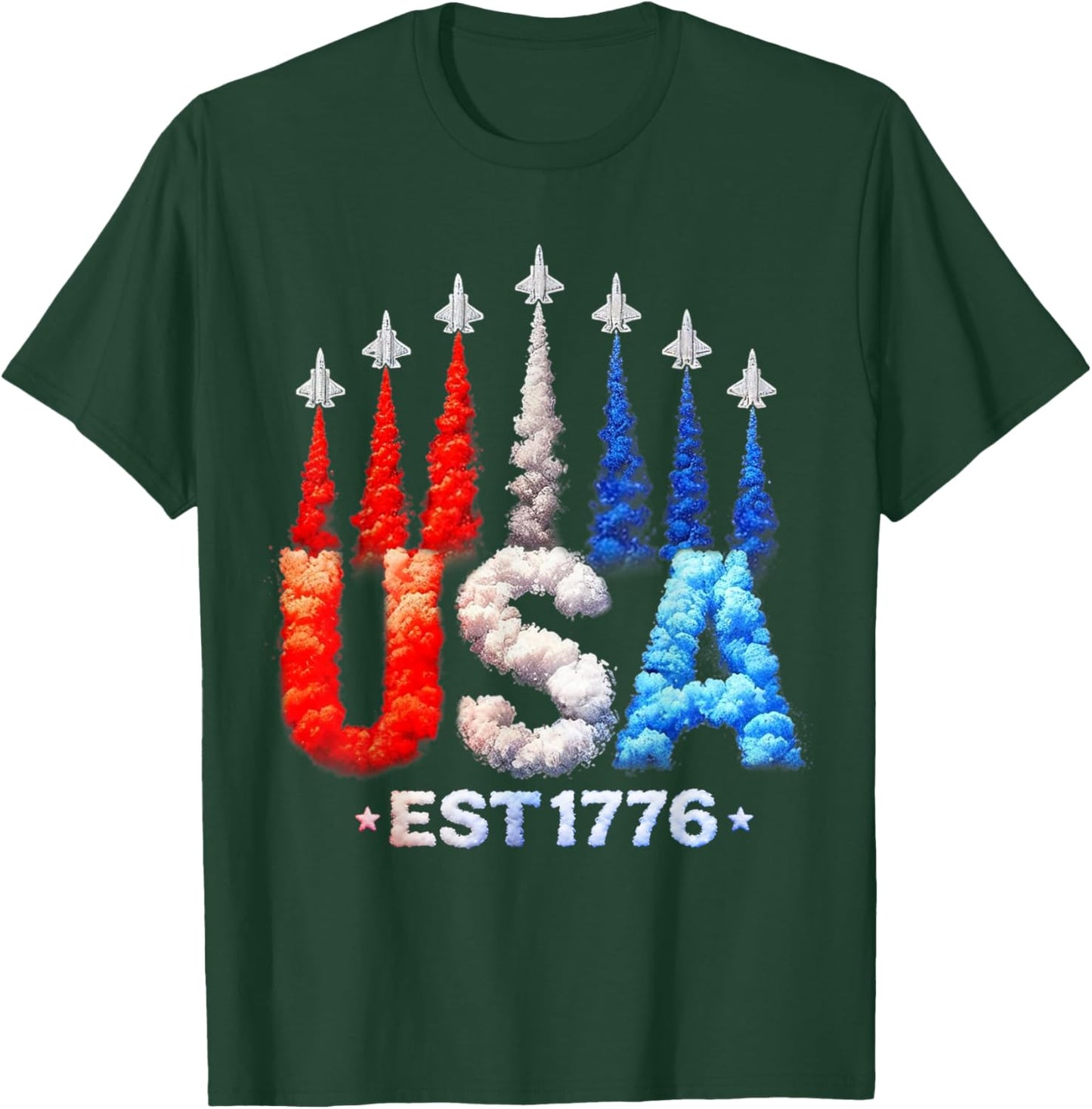 4th of July Fighter Jets USA Patriotic Shirts Women T-Shirt - T-Shirt | Forest
