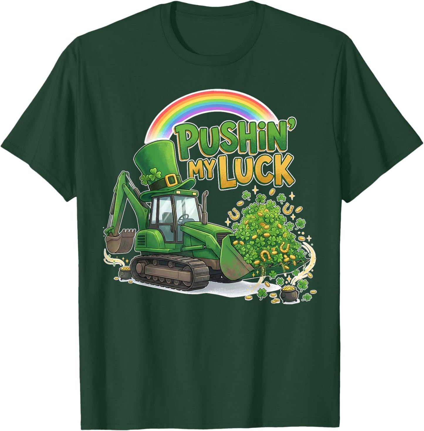 Pushing My Luck Tractor St Patricks Day Boys Toddler Kids T-Shirt - T-Shirt | Forest