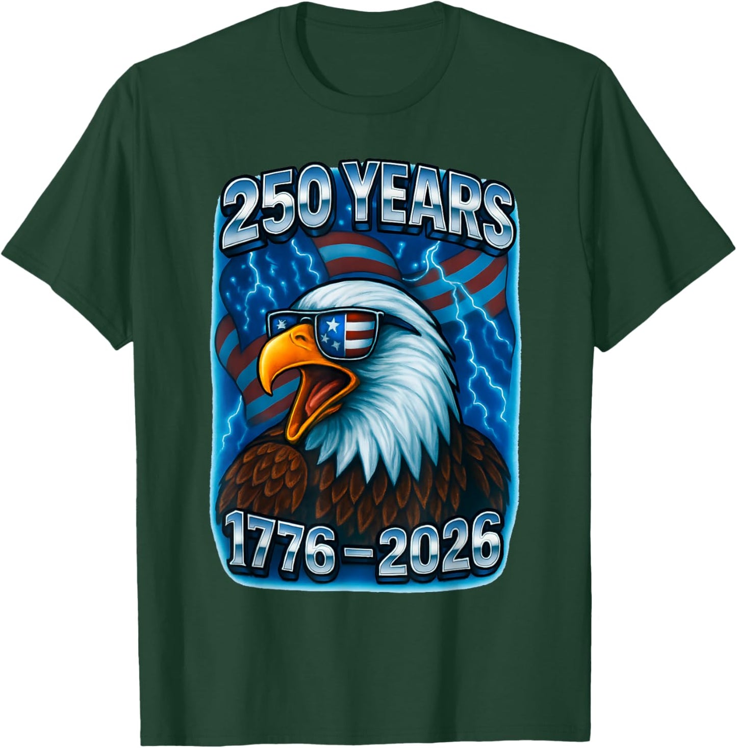 250 Years American 1776 2026 250th USA Birthday 4th of July T-Shirt - T-Shirt | Forest