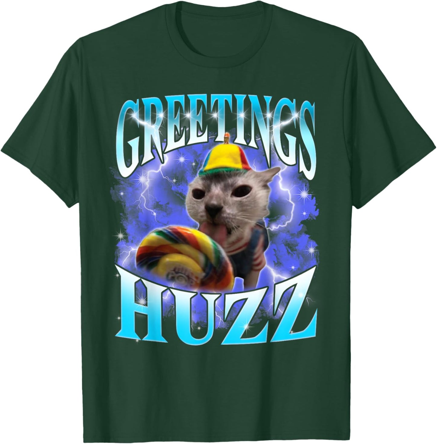 Funny Gen Z Gen Alpha Slang Cat Meme Greetings Huzz Cat Meme T-Shirt - T-Shirt | Forest