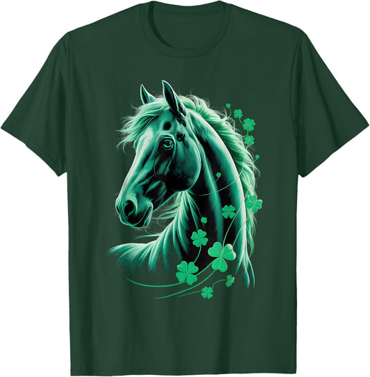 St Patricks Day Irish Horse Lovers Shamrocks St Paddy's Day T-Shirt - T-Shirt | Forest