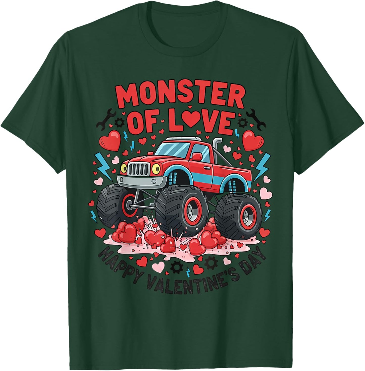 Valentines Day Monster of Love Monster-Truck Boys T-Shirt - T-Shirt | Forest