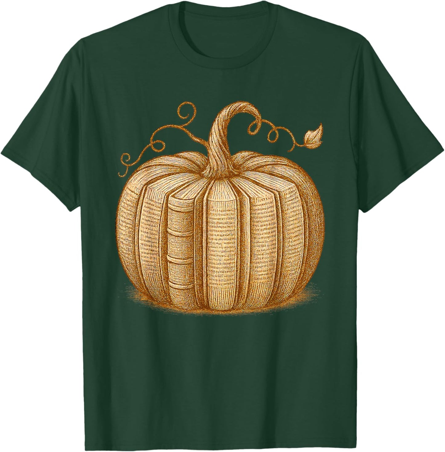 Book Pumpkin Autumn Reading Halloween Fall Design Men Women T-Shirt - T-Shirt | Forest