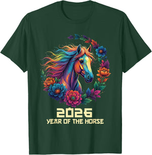 Year of The Horse 2026 Happy Chinese New Year 2026 T-Shirt - T-Shirt | Forest