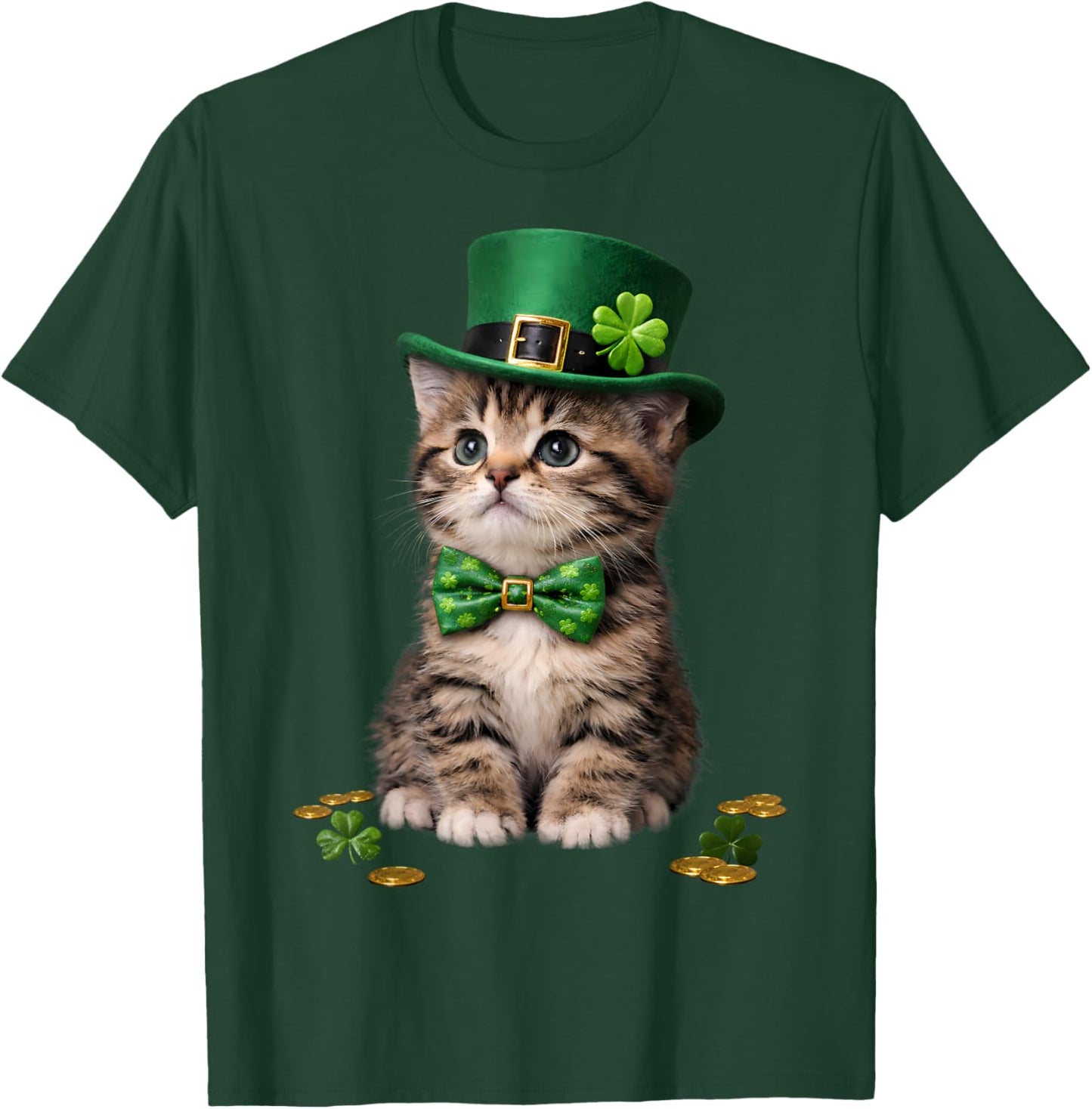 St Catrick's Day Funny Cat St Patricks Day Men Women Kids T-Shirt - T-Shirt | Forest