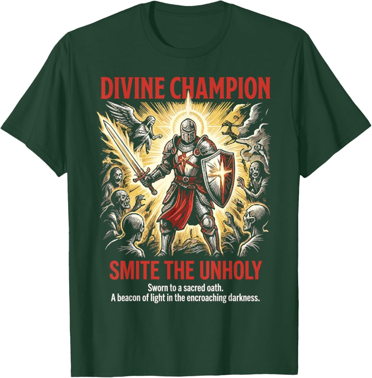 Paladin Divine Champion Tabletop Dark RPG Fantasy Gamer T-Shirt - T-Shirt | Forest