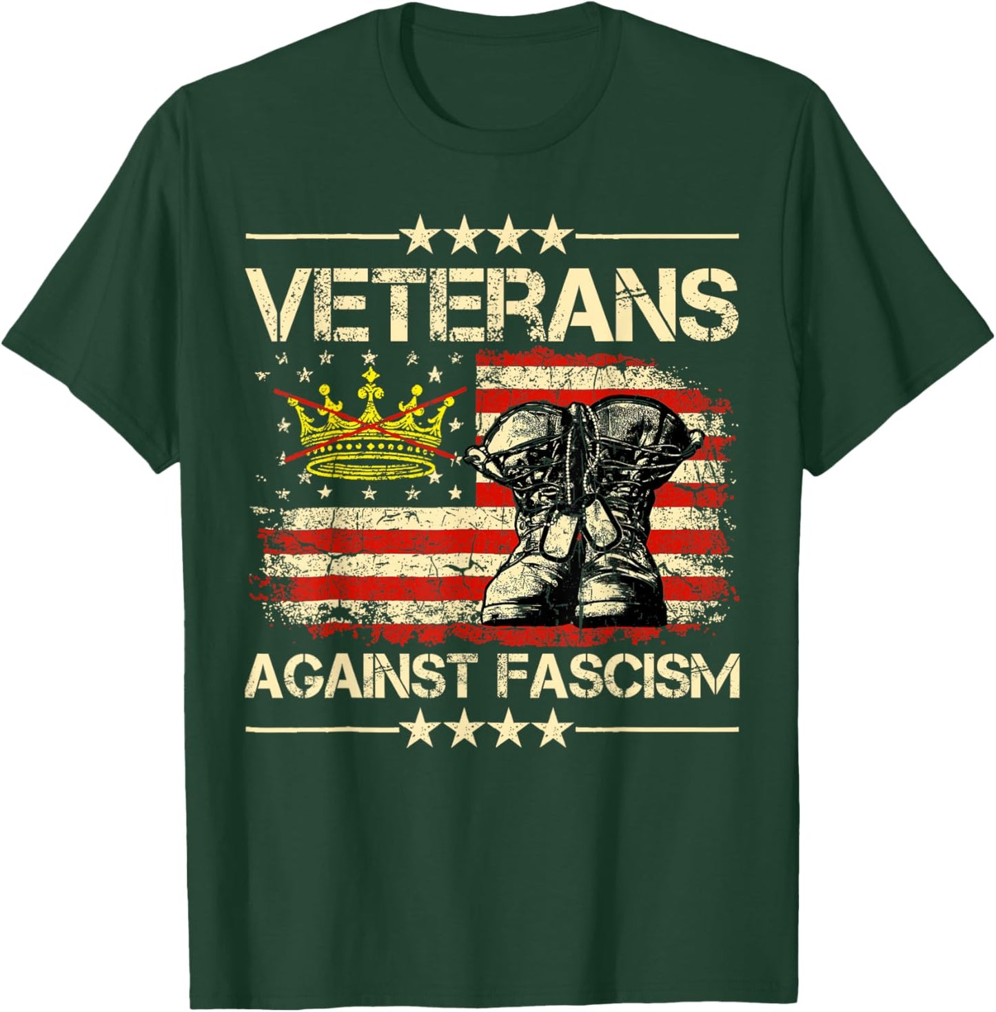 Vintage Veterans Against Fascism Men Women T-Shirt - T-Shirt | Forest