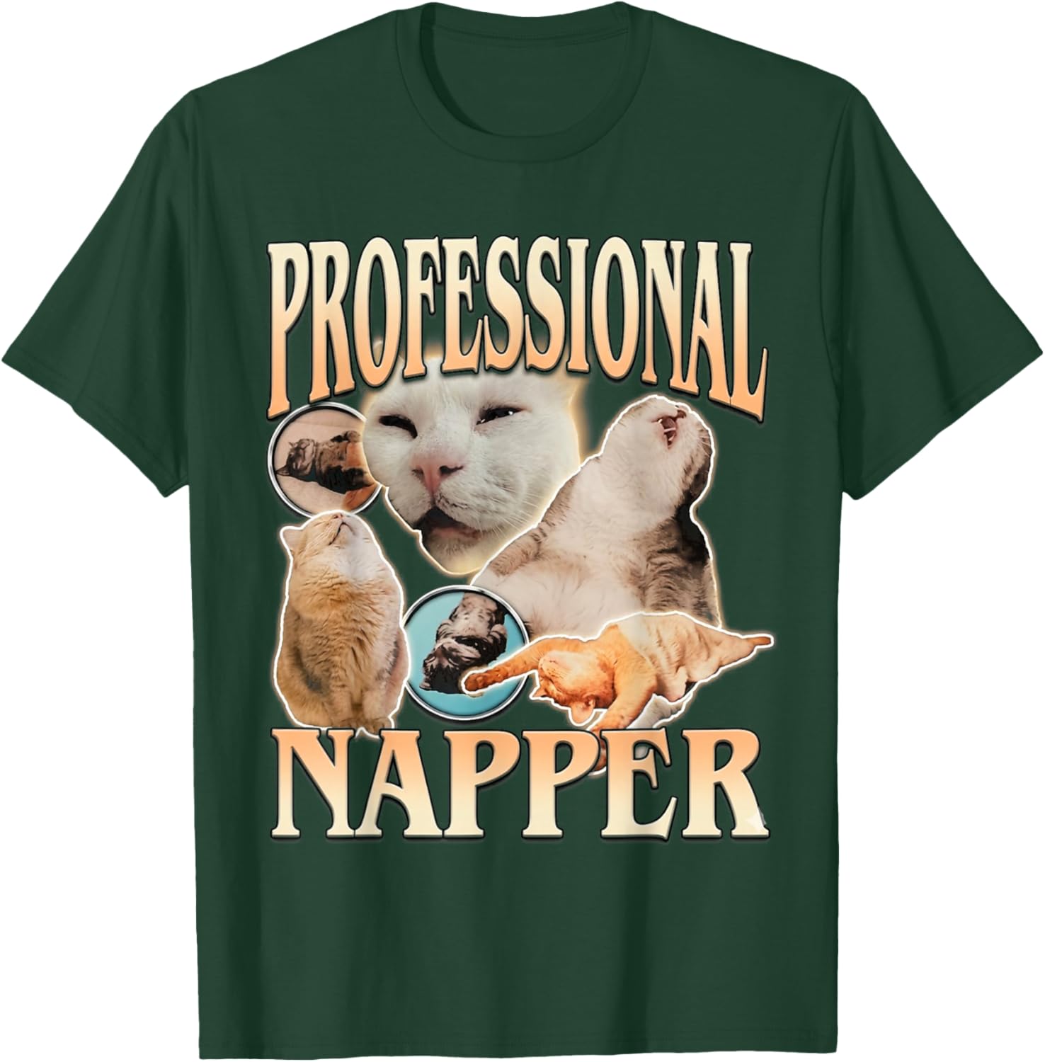 Funny Cat Meme Professional Napper Meme Sleeping Cat Humor T-Shirt - T-Shirt | Forest