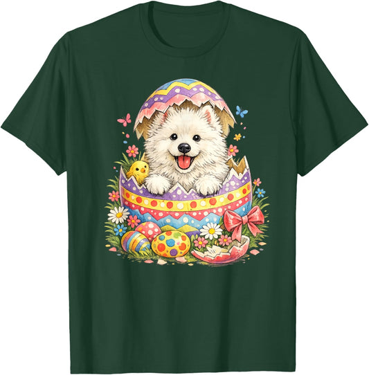 Samoyed Easter Egg Hatched | Cute Puppy Dog Spring Surprise T-Shirt - T-Shirt | Forest