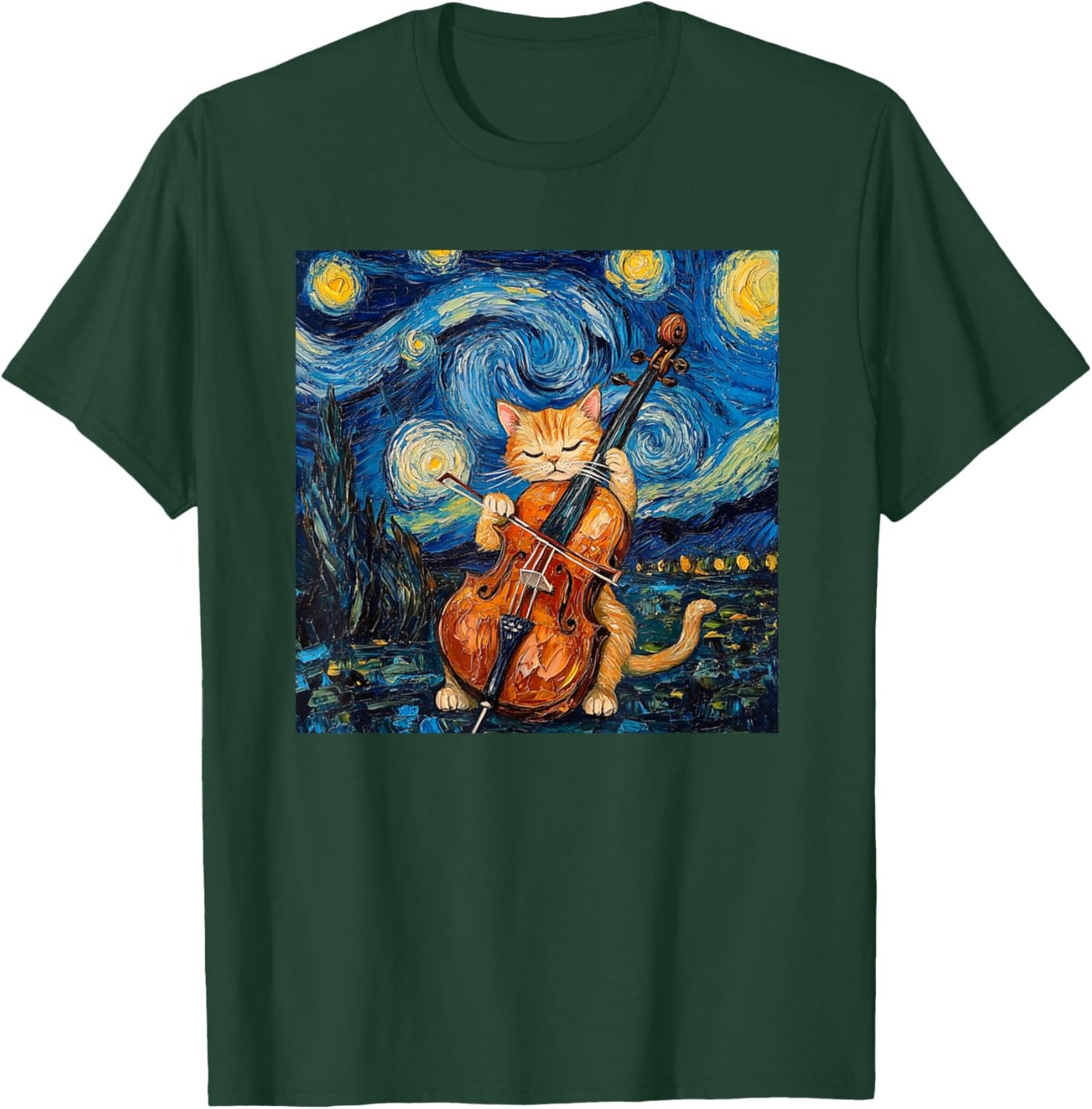 Funny Cello Player Cat Shirt Men Kids T-Shirt - T-Shirt | Forest