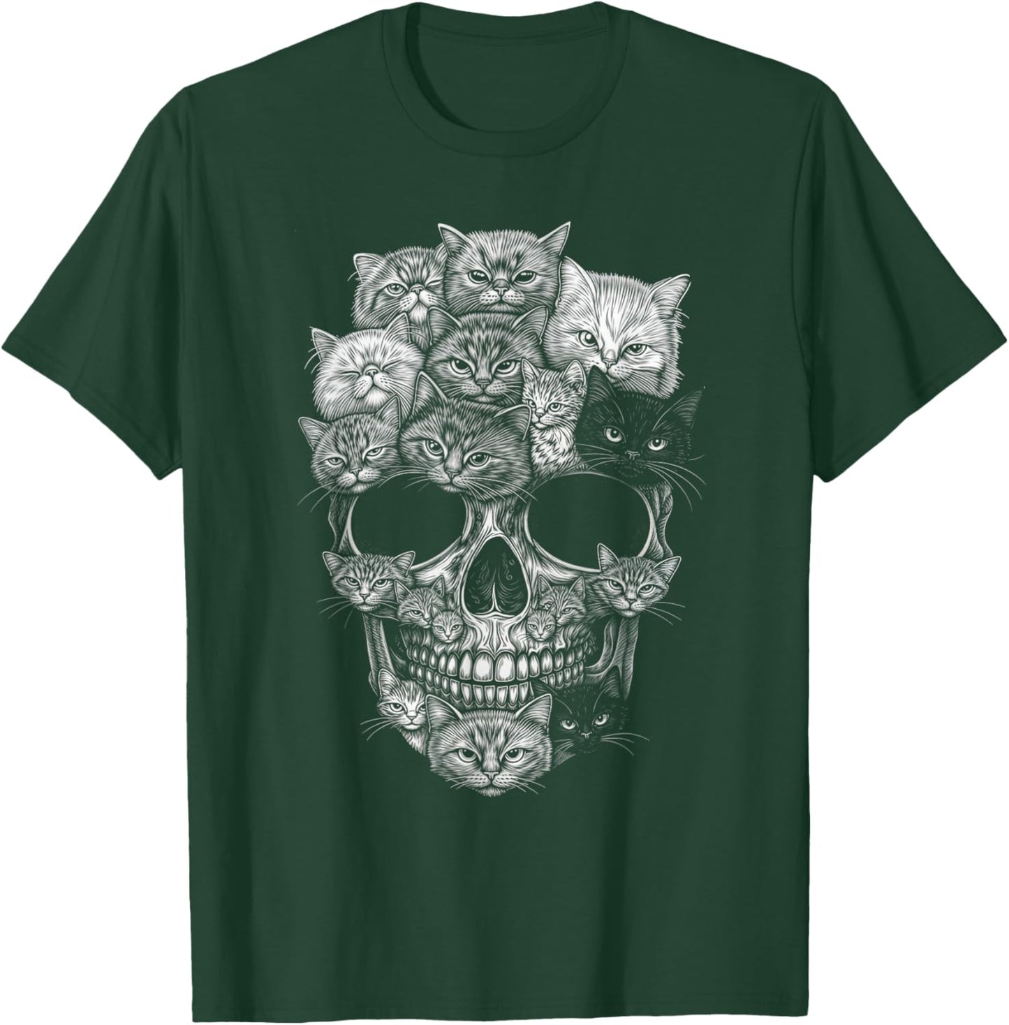 A Skull But It's Cats Kitty Skeleton Halloween Cat Skull T-Shirt - T-Shirt | Forest