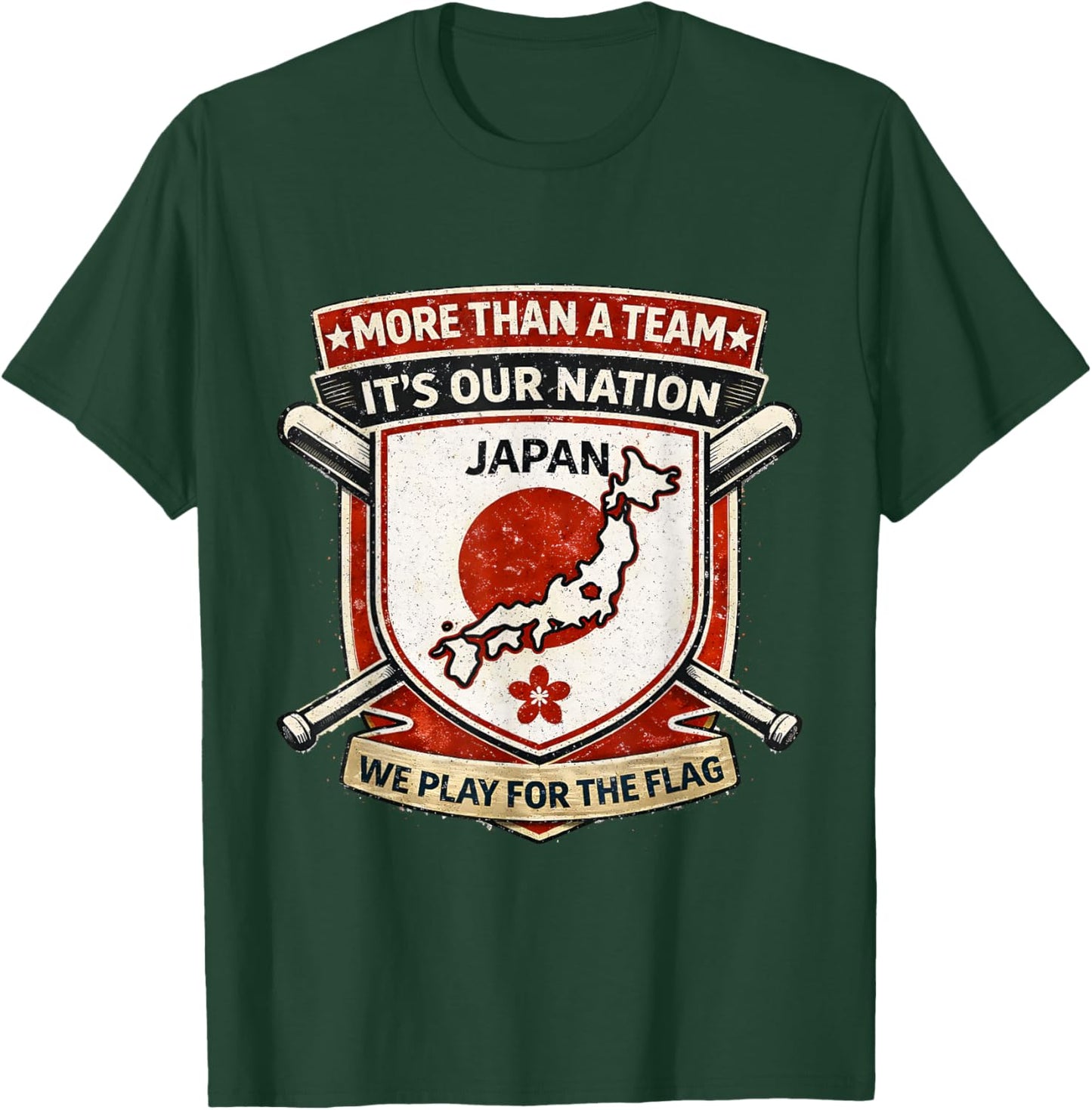 More Than A Team Japan Baseball Vintage Flag T-Shirt - T-Shirt | Forest