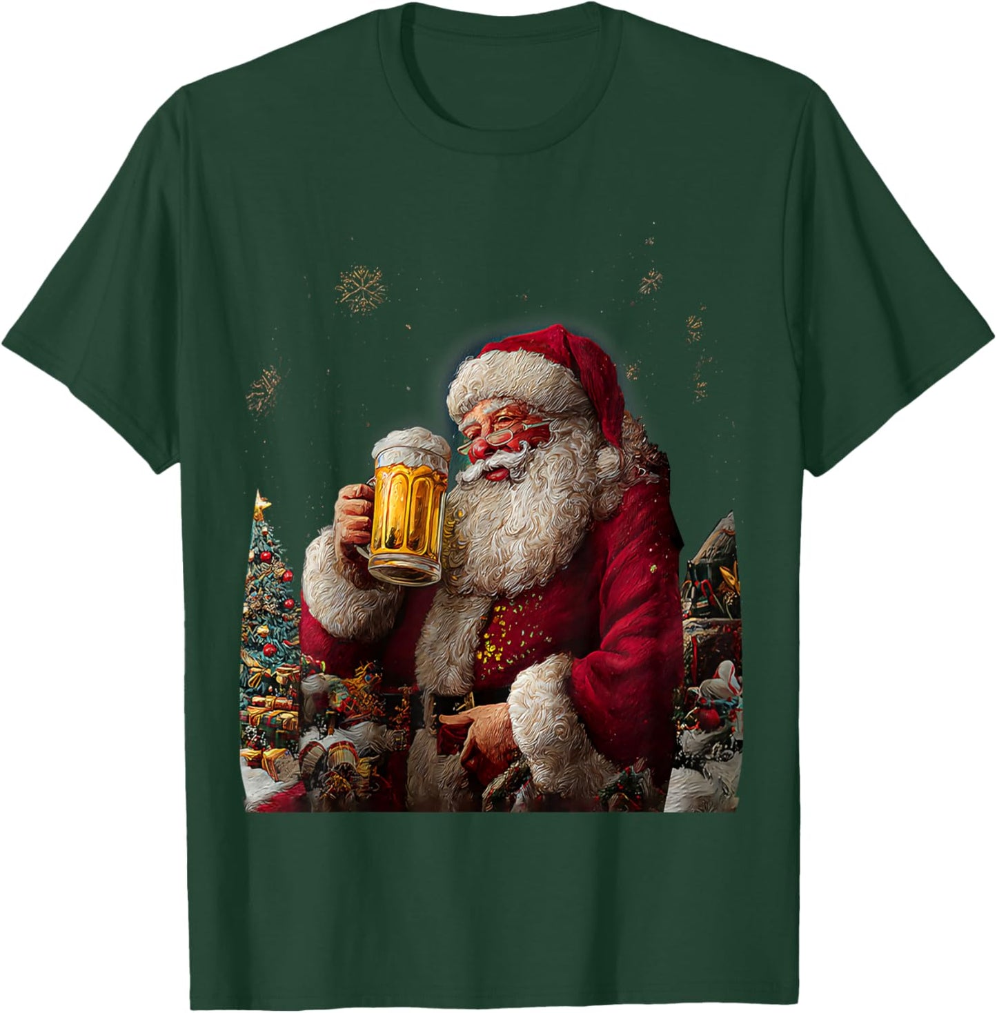 Christmas Santa Claus Beer Painting T-Shirt - T-Shirt | Forest
