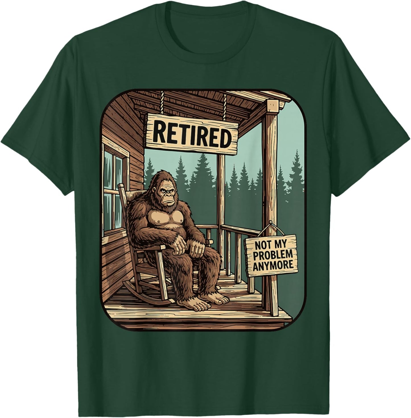Retired Women Funny Retirement Bigfoot T-Shirt - T-Shirt | Forest