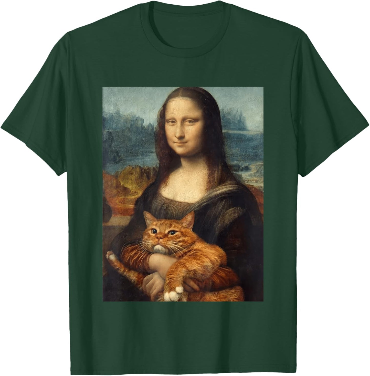 Funny Mona Lisa Holding Cat Meme Sarcastic Kitty Lover T-Shirt - T-Shirt | Forest