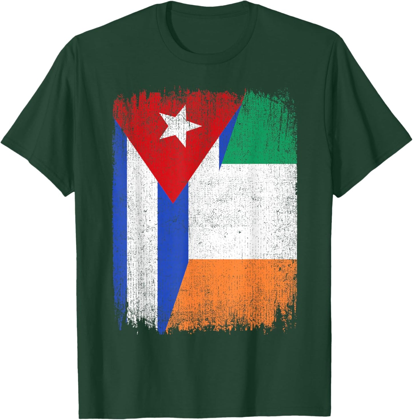 Half Cuba Ireland Flag Cuban Irish Pride Roots T-Shirt - T-Shirt | Forest