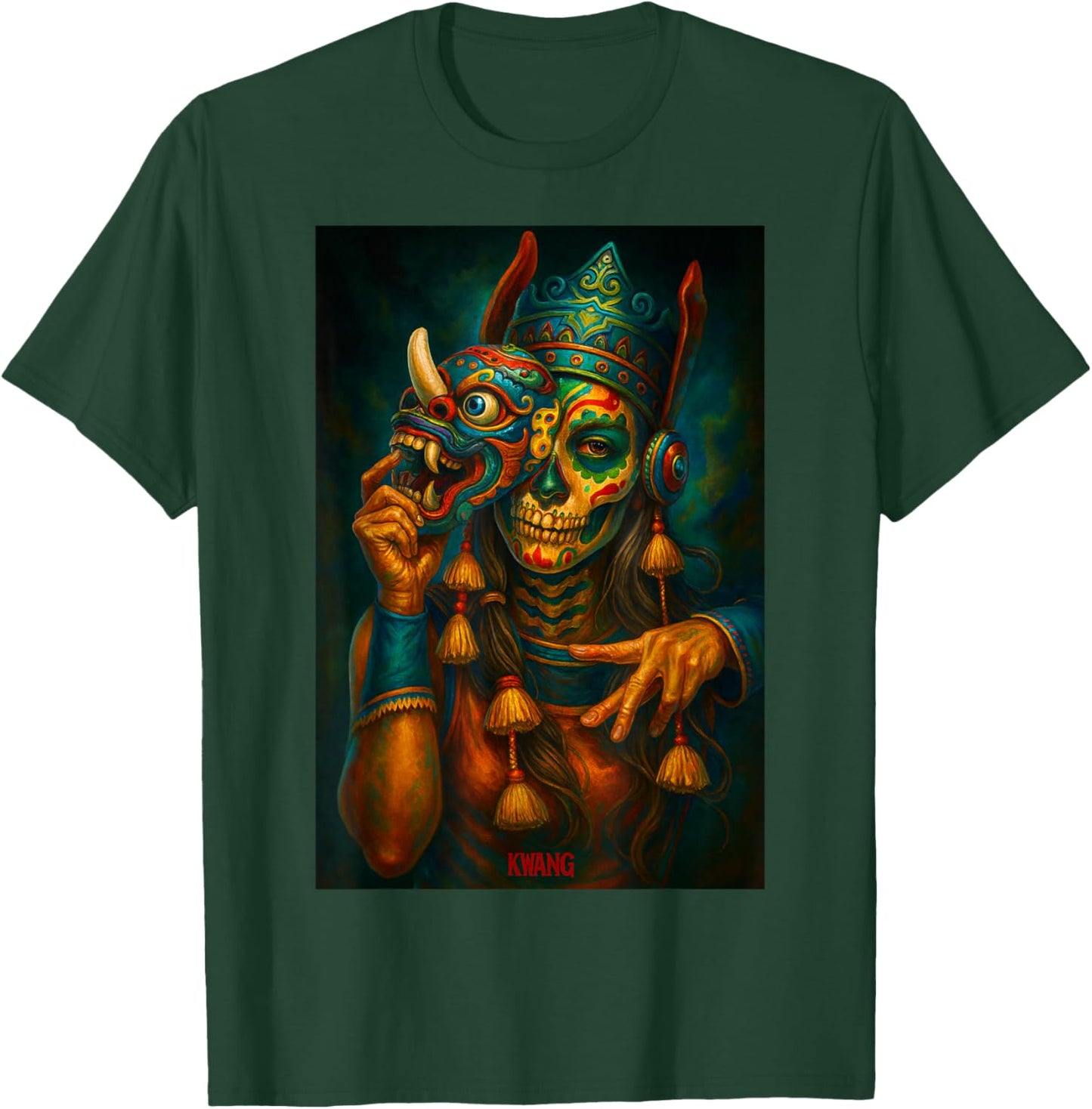 Diosa Azteca con Máscara T-Shirt - T-Shirt | Forest