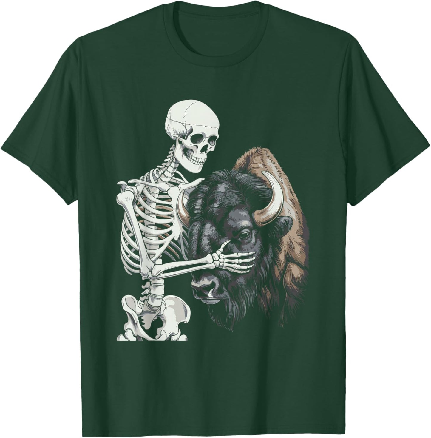 Bison Skeleton Buffalo Halloween T-Shirt - T-Shirt | Forest