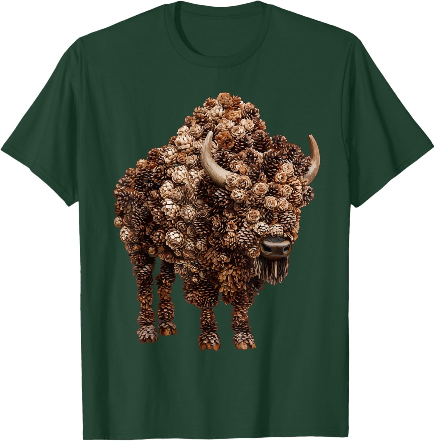 Rustic Bison with Pinecones Autumn Animal Fall Aesthetic T-Shirt - T-Shirt | Forest