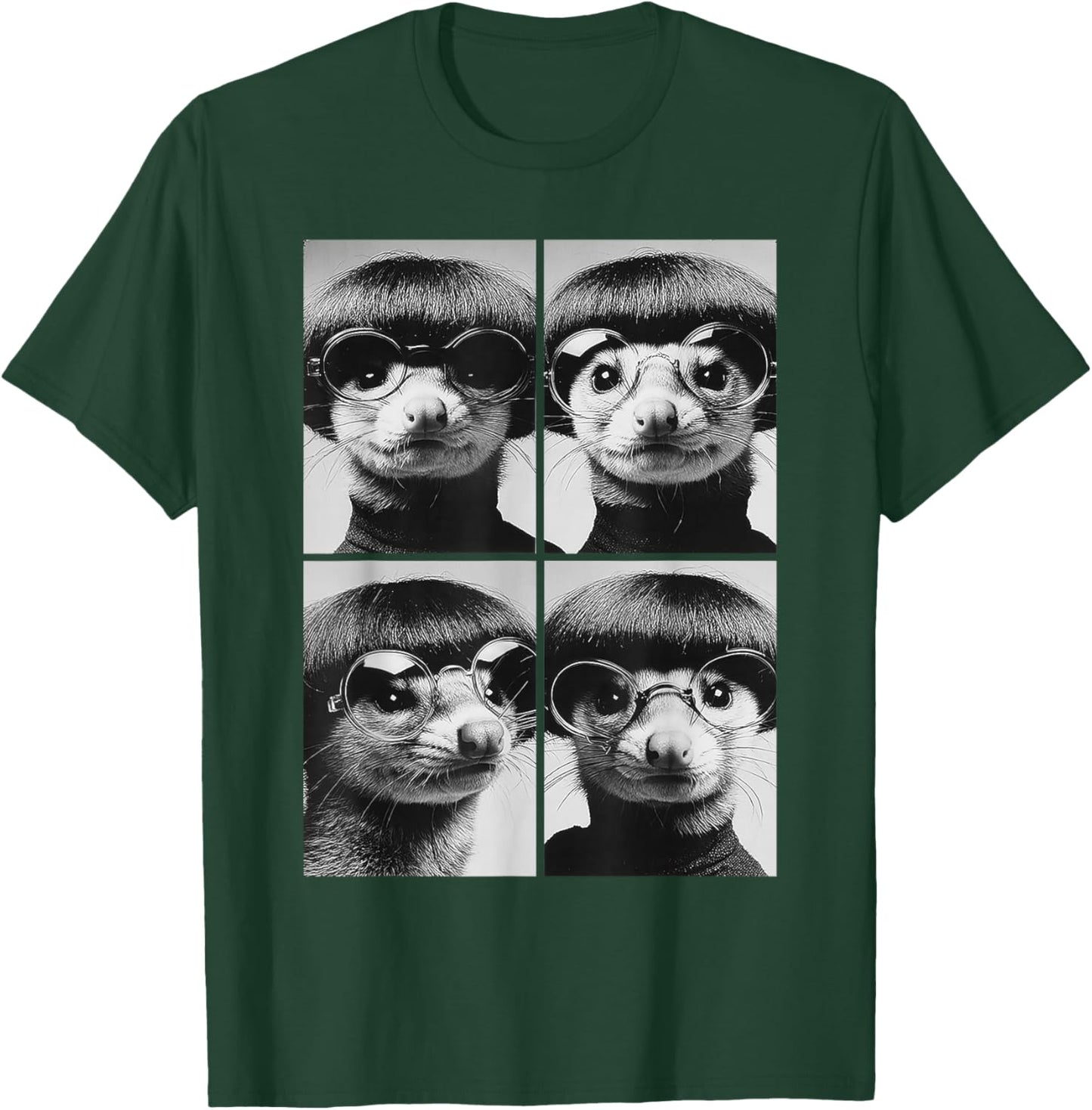 Funny Opossums with Sunglasses Forest Animals Bob Haircut T-Shirt - T-Shirt | Forest