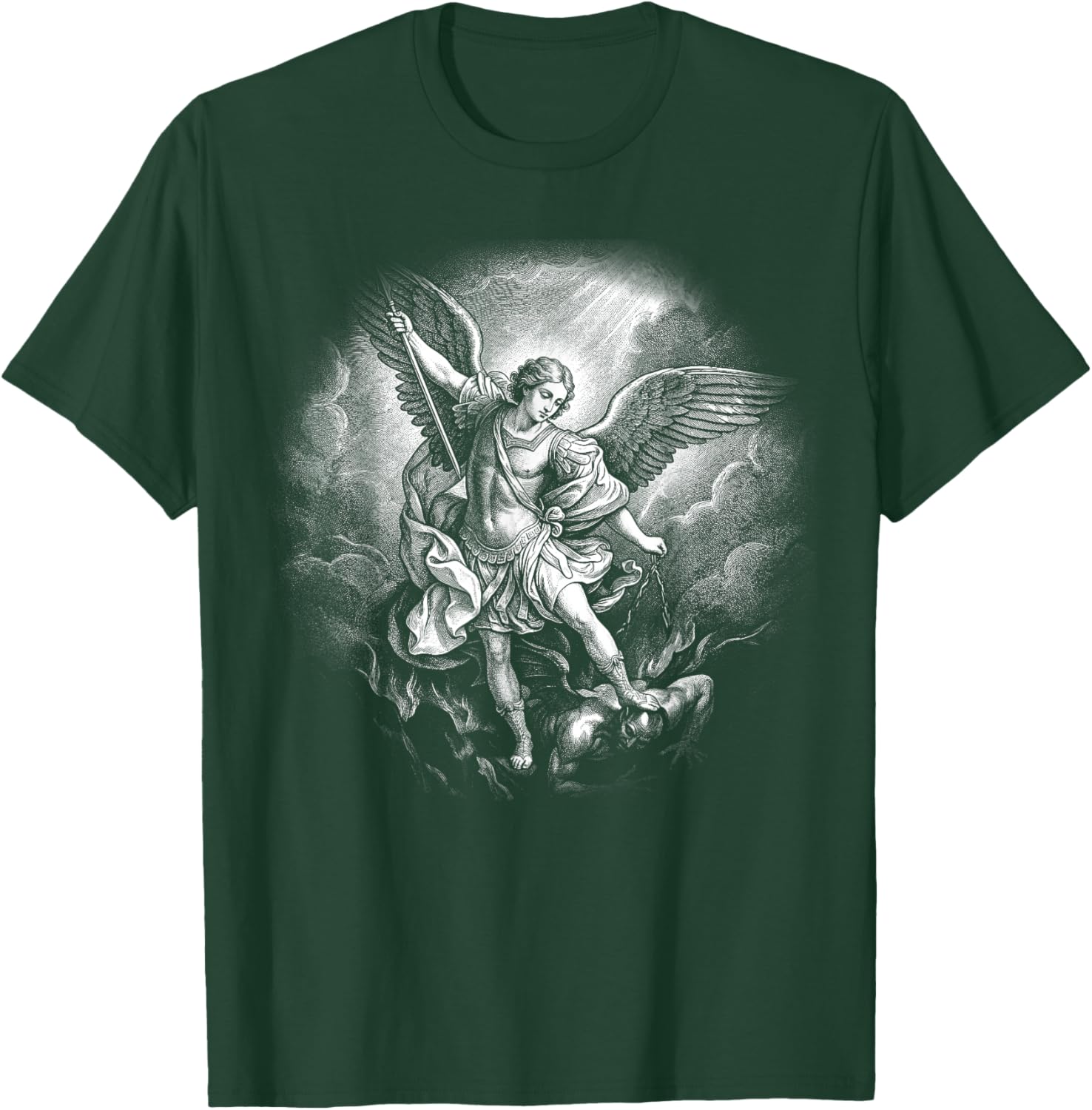 The Archangel Saint Michael Defeating Satan Christian Faith T-Shirt - T-Shirt | Forest